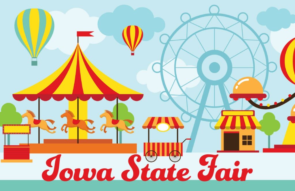 An eye-catching image of the colorful Iowa State Fair logo, featuring bold, playful typography.