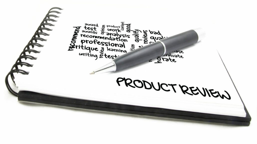 Banner image for the post, How to Write Product Reviews: Honesty and Thoroughness are the Key, featuring a notebook with a pen and several terms related to product reviews written on the page.