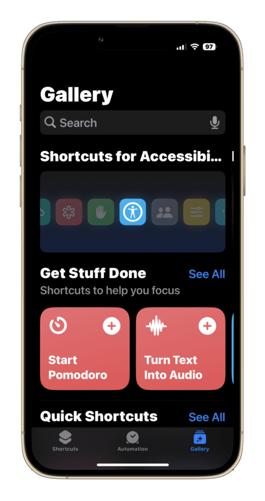 iOS Shortcuts Examples