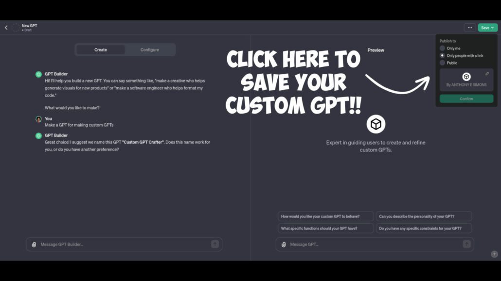 Save your Custom GPT